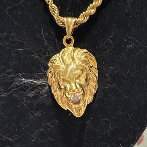 Gold Lion Pendant Necklace